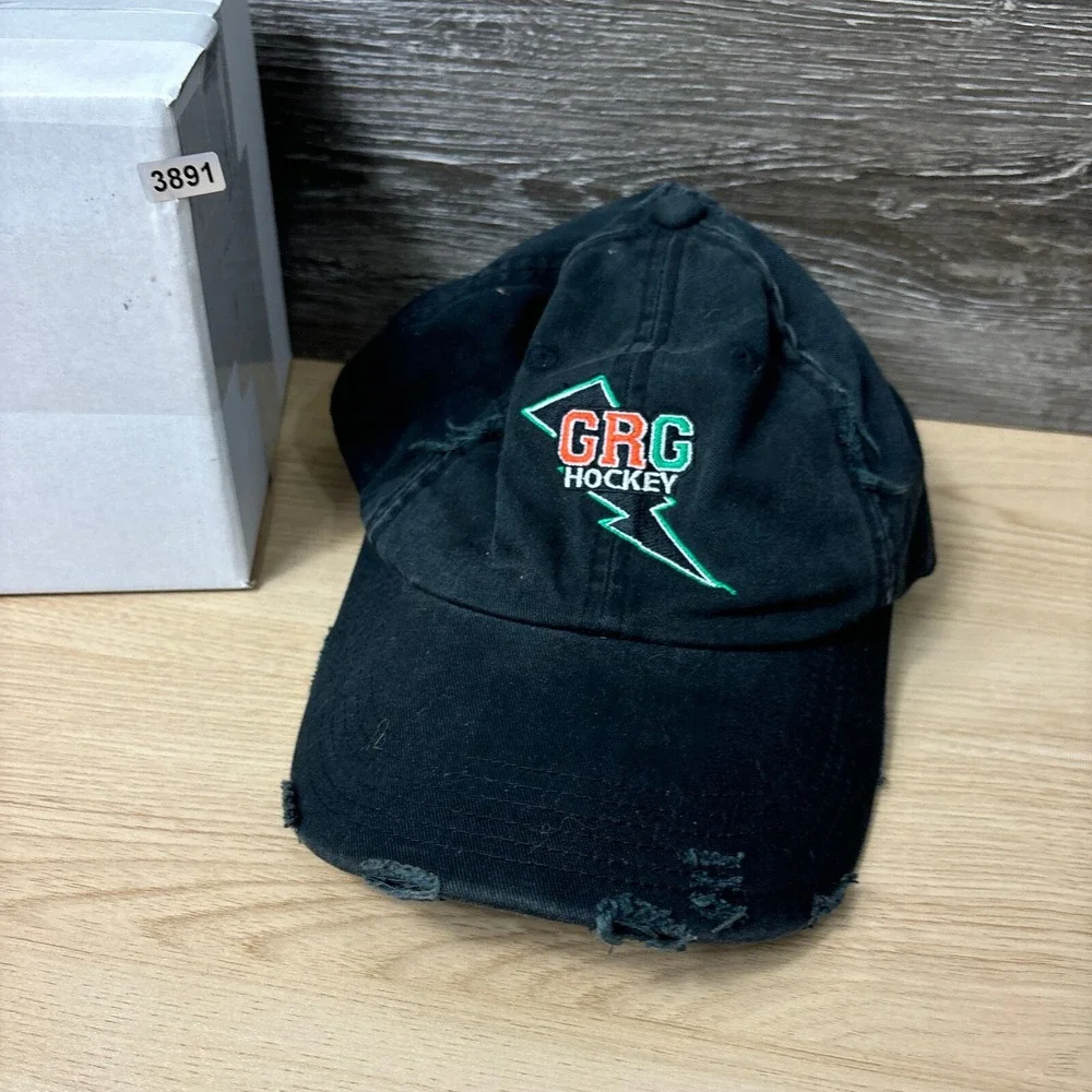 Grand Rapids Griffins Hat Cap Strap Back Womens Black Distressed‎ Adjustable